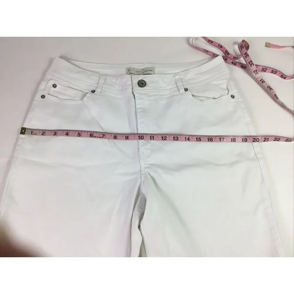 EST 1946 Denim Womens Size 16 Bermuda Shorts‎ White stretch high rise Cuffs
